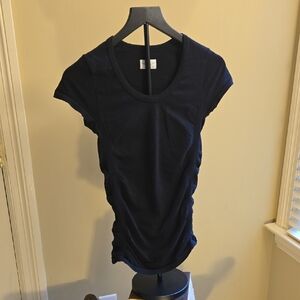 Athleta Black Fitted Ruched Short Sleeve Tee